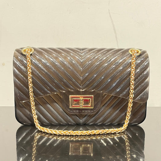 Black Jelly Bag with Gold Details