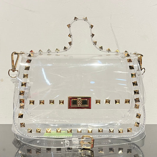 Gold Stud-Lined Clear Bag